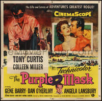 2t0709 PURPLE MASK 6sh 1955 art of masked avenger Tony Curtis w/pretty Colleen Miller, ultra rare!