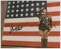 2t1666 GEORGE C. SCOTT signed color 8x10 REPRO photo 1980s best portrait saluting by flag in Patton!