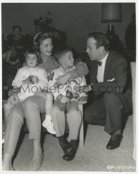 2t1884 HARDER THEY FALL candid 7.25x9.25 still 1956 Bogart & Bacall with kids on set by Van Pelt!