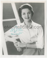 2t1674 JANE WYATT signed 8x10 REPRO photo 1980s great close up smiling portrait leaning on ladder!