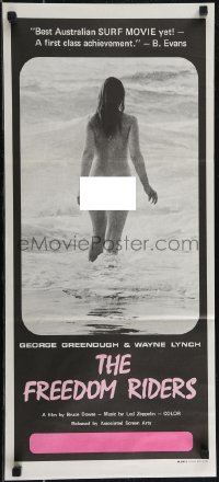 2t0650 FREEDOM RIDERS Aust daybill 1972 completely naked Aussie surfer girl, black design!