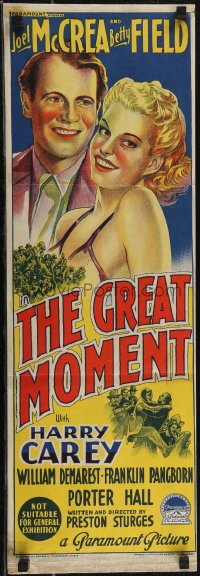 2t0651 GREAT MOMENT Aust daybill 1944 McCrea & Betty Field, Sturges, Richardson Studio, ultra rare!