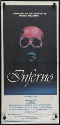 2t0655 INFERNO Aust daybill 1980 Dario Argento horror, cool skull & bleeding mouth artwork!