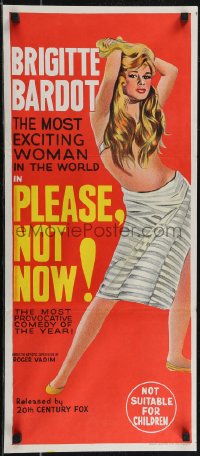 2t0659 ONLY FOR LOVE Aust daybill 1963 sexy full-length Brigitte Bardot, Vadim's Please, Not Now!