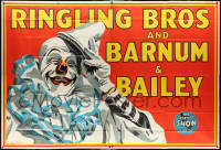 2t0478 RINGLING BROS & BARNUM & BAILEY 80x118 circus poster 1945 Bill Bailey art of clown, rare!