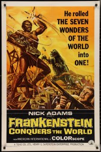 2t1054 FRANKENSTEIN CONQUERS THE WORLD 1sh 1966 Toho, art of monsters terrorizing by Reynold Brown!