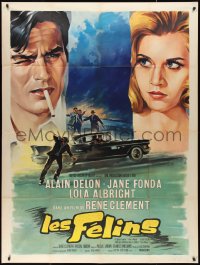 2t0215 JOY HOUSE French 1p 1964 Rene Clement's Les Felins, Soubie art of sexy Jane Fonda & Delon!