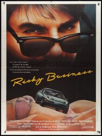 2t0244 RISKY BUSINESS French 1p 1984 art of Tom Cruise + Porsche driving on near-naked women!