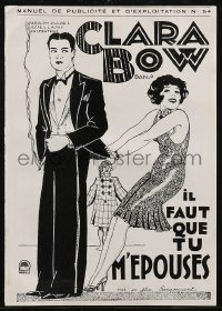 2t0559 GET YOUR MAN French pressbook 1927 Clara Bow & Buddy Rogers, posters shown, ultra rare!