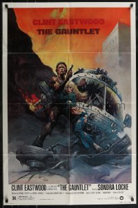 2t1060 GAUNTLET 1sh 1977 Clint Eastwood & Sondra Locke by Frank Frazetta, large credit design!