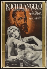 2t0499 MICHELANGELO: LIFE OF A TITAN German 38x55 1940 him & his Allegory of the Dawn, ultra rare!