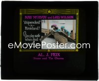 2t1623 MAY MCAVOY/LOIS WILSON advertising glass slide 1920s they're shipwrecked in Movieland!