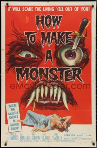 2t1085 HOW TO MAKE A MONSTER 1sh 1958 ghastly ghouls, it will scare the living yell out of you!