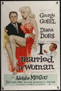 2t1086 I MARRIED A WOMAN 1sh 1958 artwork of sexiest Diana Dors sitting in George Gobel's lap!