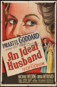 2t1088 IDEAL HUSBAND 1sh 1948 art of pretty Paulette Goddard, Oscar Wilde, Alexander Korda