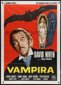 2t0119 OLD DRACULA Italian 1p 1975 Vampira, David Niven as the Count, different horror art!