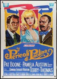 2t0122 PERILS OF PAULINE Italian 1p 1967 Avelli art of Pamela Austin, Pat Boone & Terry-Thomas!