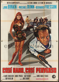 2t0082 TOO SMALL MY FRIEND Italian 2p 1971 different art of sexy Jane Birkin & Michael Dunn w/gun!