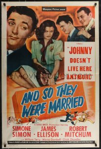 2t1095 JOHNNY DOESN'T LIVE HERE ANYMORE 1sh R1949 sexy Simone Simon, James Ellison, William Terry