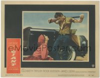 2t1277 GIANT LC #6 1956 classic c/u of Liz Taylor kneeling before James Dean w/ rifle on shoulders!