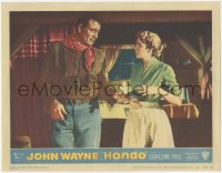 2t1290 HONDO 3D LC #1 1953 John Wayne hands his pistol to pretty Geraldine Page for protection!