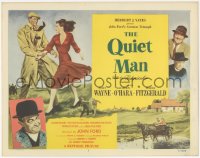 2t1230 QUIET MAN TC 1952 great art of John Wayne & bride Maureen O'Hara, John Ford classic!