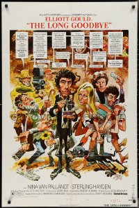 2t1104 LONG GOODBYE style C 1sh 1973 Elliott Gould as Philip Marlowe, great Jack Davis artwork!