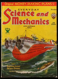 2t0876 EVERYDAY SCIENCE & MECHANICS magazine October 1933 super express liner skims ocean!