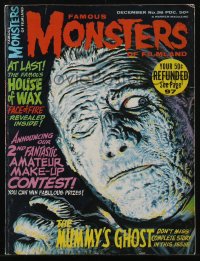 2t0882 FAMOUS MONSTERS OF FILMLAND #36 magazine December 1965 Vic Prezio cover art of Mummy's Ghost!