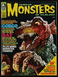 2t0887 FAMOUS MONSTERS OF FILMLAND #50 magazine July 1968 great Basil Gogos cover art of Gorgo!