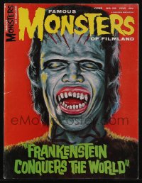 2t0884 FAMOUS MONSTERS OF FILMLAND #39 magazine June 1966 Vic Prezio art of Frankenstein from Japan!