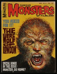 2t0885 FAMOUS MONSTERS OF FILMLAND #41 magazine November 1966 The Werewolf of London, Munsters bonus!