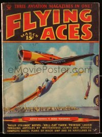 2t0890 FLYING ACES magazine March 1935 art of Martin Bombers vs. Armed Transports by C.B. Mayshark!