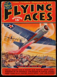 2t0892 FLYING ACES magazine November 1936 Strafe of the Death Dew, cool art by August Shomburg!