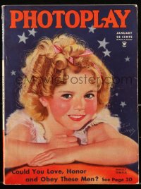 2t0936 PHOTOPLAY magazine January 1935, iconic art image of cute Shirley Temple by Earl Christy!