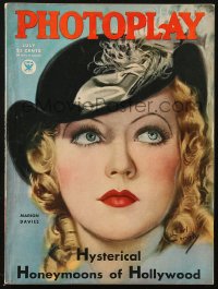 2t0933 PHOTOPLAY magazine July 1934 great cover art of beautiful Marion Davies by Earl Christy!