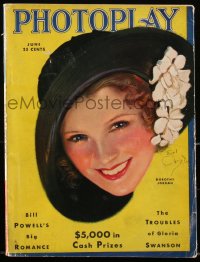 2t0929 PHOTOPLAY magazine June 1931, art of Dorothy Jordan in flowered hat by Earl Christy!