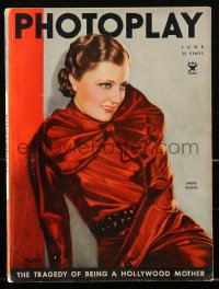 2t0938 PHOTOPLAY magazine June 1935 cover portrait of pretty Irene Dunne by Victor Tchetchet!