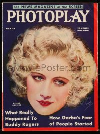 2t0931 PHOTOPLAY magazine March 1932, great artwork portrait of Miriam Hopkins by Earl Christy!