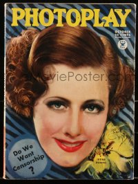 2t0934 PHOTOPLAY magazine October 1934 great cover art of pretty Irene Dunne by Earl Christy!