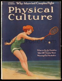 2t0941 PHYSICAL CULTURE magazine July 1922 art of The Bathing Tennis Girl by Jay W. Weaver!