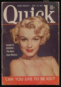 2t1544 QUICK 4x6 magazine November 19, 1951 sexy Marilyn Monroe is The New Jean Harlow!