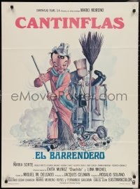 2t0619 EL BARRENDERO Mexican poster 1982 great Pato art of Cantinflas as janitor cleaning up!