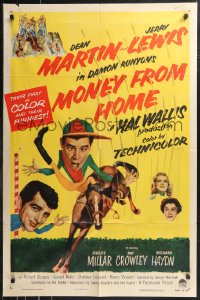 2t1114 MONEY FROM HOME 3D 1sh 1954 Dean Martin with wacky horse jockey Jerry Lewis, Damon Runyon!