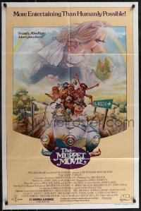 2t1118 MUPPET MOVIE 1sh 1979 Henson, Drew Struzan GWTW parody art of Kermit the Frog & Miss Piggy!