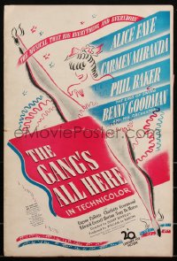 2t0329 GANG'S ALL HERE pressbook 1943 Alice Faye, Carmen Miranda, Goodman, Busby Berkeley, rare!