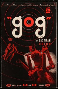 2t0330 GOG pressbook 1954 3-D, sci-fi, wacky Frankenstein of steel robot destroys its makers!