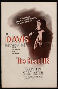 2t0331 GREAT LIE pressbook 1941 Bette Davis, sometimes there's a penalty for telling the truth, rare!