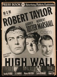 2t0333 HIGH WALL pressbook 1948 Robert Taylor, Audrey Totter, Herbert Marshall, noir, ultra rare!