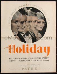 2t0335 HOLIDAY pressbook 1930 Ann Harding, Mary Astor, Horton, Ames, Hedda Hopper, ultra rare!